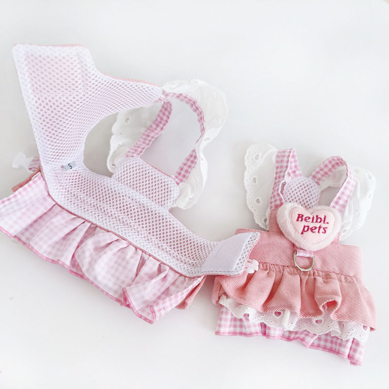 Breathable Denim Princess Harness Dress - Spring Summer Outfit for Small Dogs, Poodle Pomeranian Bichon Puppy